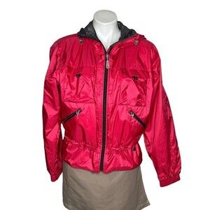 NILS Red Nylon Jacket Mesh Lining Pockets Folding Hoof Drawstring Waist Size 6